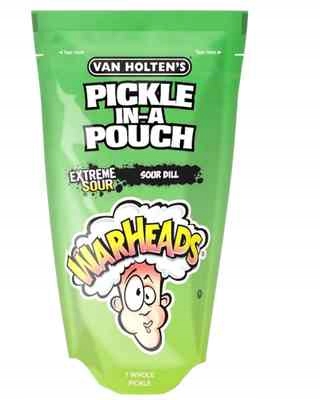 Van Holten's Sour Dill Pickle Warheads Extreme 242g Ekstremalnie kwaśny ogórek konserwowy w zalewie o smaku cukierków Warheads