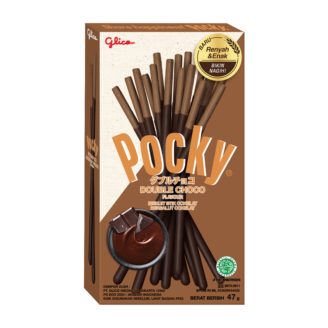 Pocky Double Chocolate 47g Paluszki w polewie o smaku czekoladowym