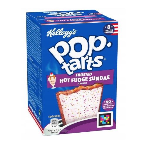 Pop Tarts Hot Fudge Sundae 384g Amerykańskie ciasteczka z nadzieniem o smaku lodów waniliowych, czekoladowej polewy i cukierkowej posypki