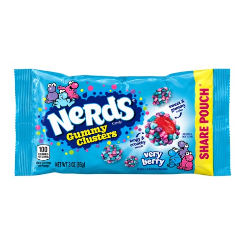 Nerds Very Berry Gummy Clusters 85g Rozpuszczalne gumy w posypce z cukierków Nerds o smaku owoców leśnych