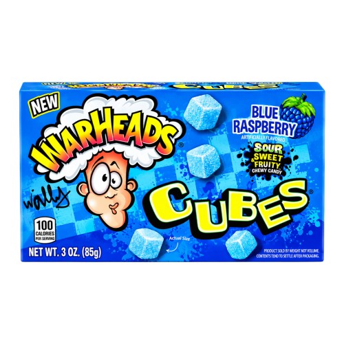 Warheads Cubes Sour Blue Raspberry 85g Kwaśne żelki o smaku niebieskiej maliny