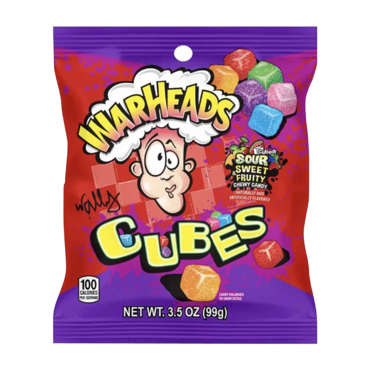 Warheads Sour Chewy Cubes 99g Kwaśne ciągnące żelki w różnych smakach owocowych