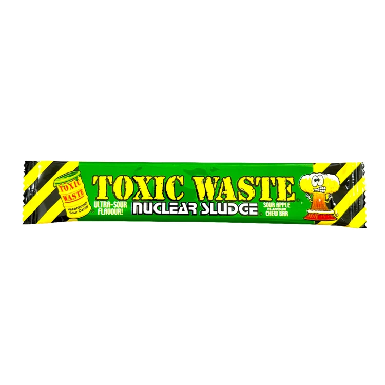 Toxic Waste Nuclear Sludge Chew Bar Sour Apple 20g Ekstremalnie kwaśna guma rozpuszczalna o smaku jabłkowym