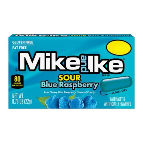 Mike and Ike Sour Blue Raspberry 120g Kwaśne cukierki o smaku niebieskiej maliny