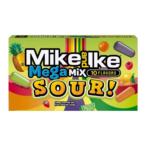 Mike and Ike Sour Mega Mix 10 Flavours 120g Kwaśne cukierki o smaku 10 owoców