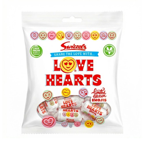 Swizzels Love Hearts 127g Cukierki musujące "serduszka" o smaku owocowym