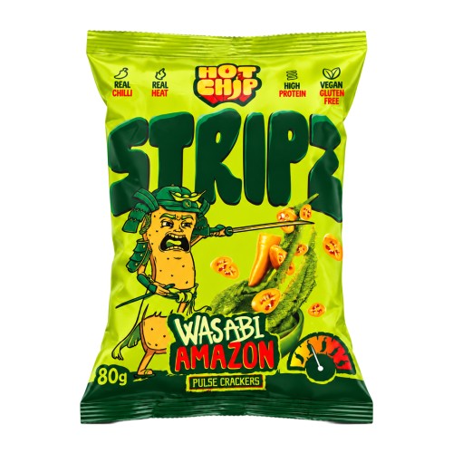 Stripz Wasabi Amazon 80g Ostra smażona przekąska z grochu z wasabi i papryką chili Amazon