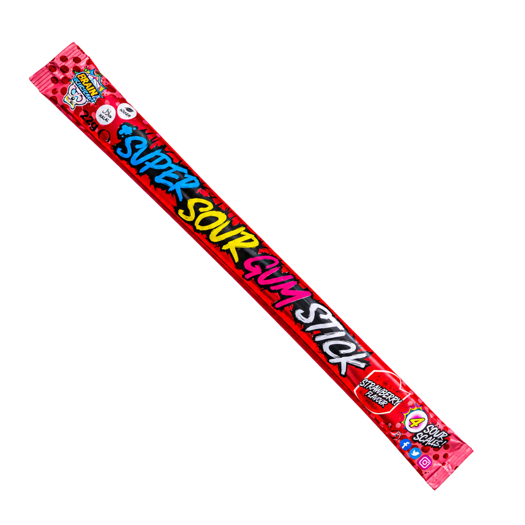 Brain Blasterz Sour Gum Stick 22g Ekstremalnie kwaśna guma do żucia o smaku owocowym
