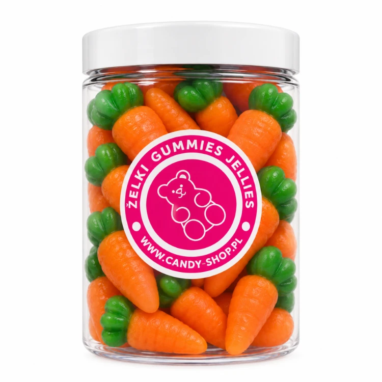 Żelki ''Marchewki'' 200g  o smaku pomarańczowym