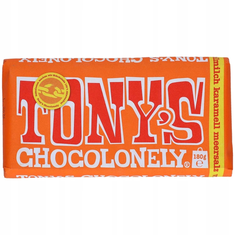 Tony's Chocolonely Milk Caramel Sea Salt 180g Belgijska czekolada mleczna z kawałkami karmelu i solą morską