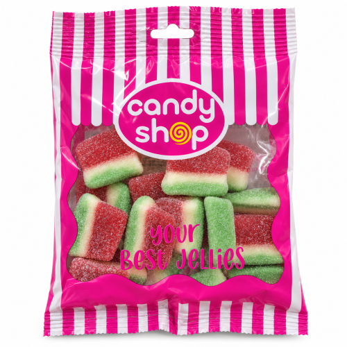 Żelki "Kawałki arbuza" w cukrze 100g o smaku arbuzowym