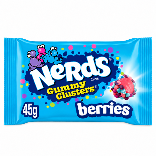 Nerds Gummy Clusters Berries 45g Rozpuszczalne gumy w posypce z cukierków Nerds o smaku owoców leśnych