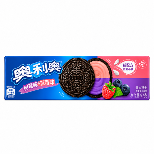 Oreo Double Blueberry & Raspberry Creme 97g Ciasteczka o smaku jagodowo- malinowym
