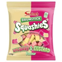 Swizzels Squashies Rhubarb & Custard 120g Żelki piankowe o smaku rabarbaru z waniliowym kremem