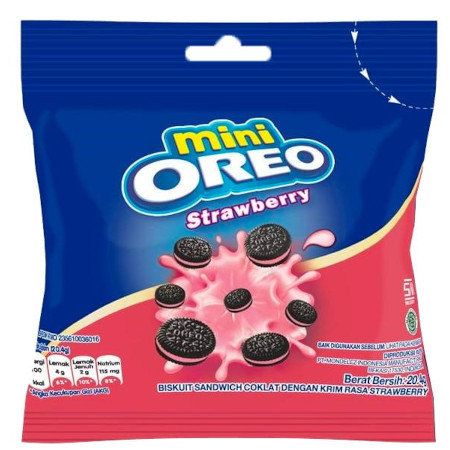 Oreo Mini Strawberry 20,4g Ciasteczka o smaku truskawkowym