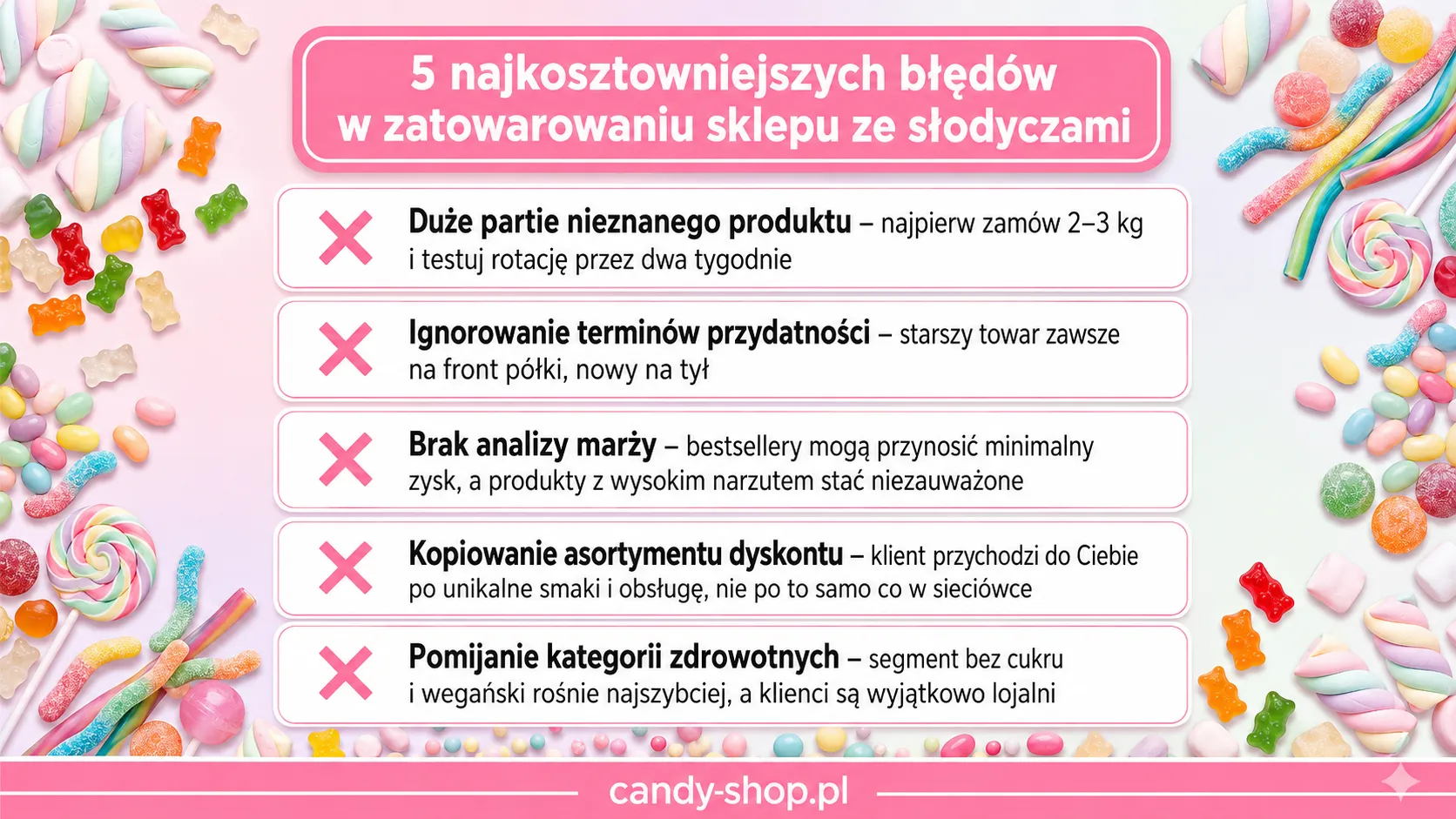 5 najkosztowniejszych błędów w zatowarowaniu sklepu ze słodyczami