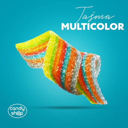Kwaśne Żelki ''Taśma Multicolor'' w cukrze 1,6kg o smaku owocowym (200 szt.)