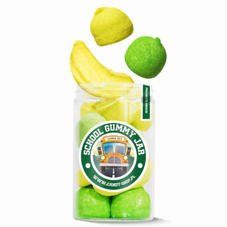 Słoik ''Szkolny Owocowy - School Gummy Jar'' z Piankami 100g Prezent dla Ucznia Back to School 400ml