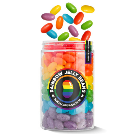 Słoik ''Tęczowy - Rainbow'' z Żelkami Jelly Beans 400g o smaku owocowym 400ml