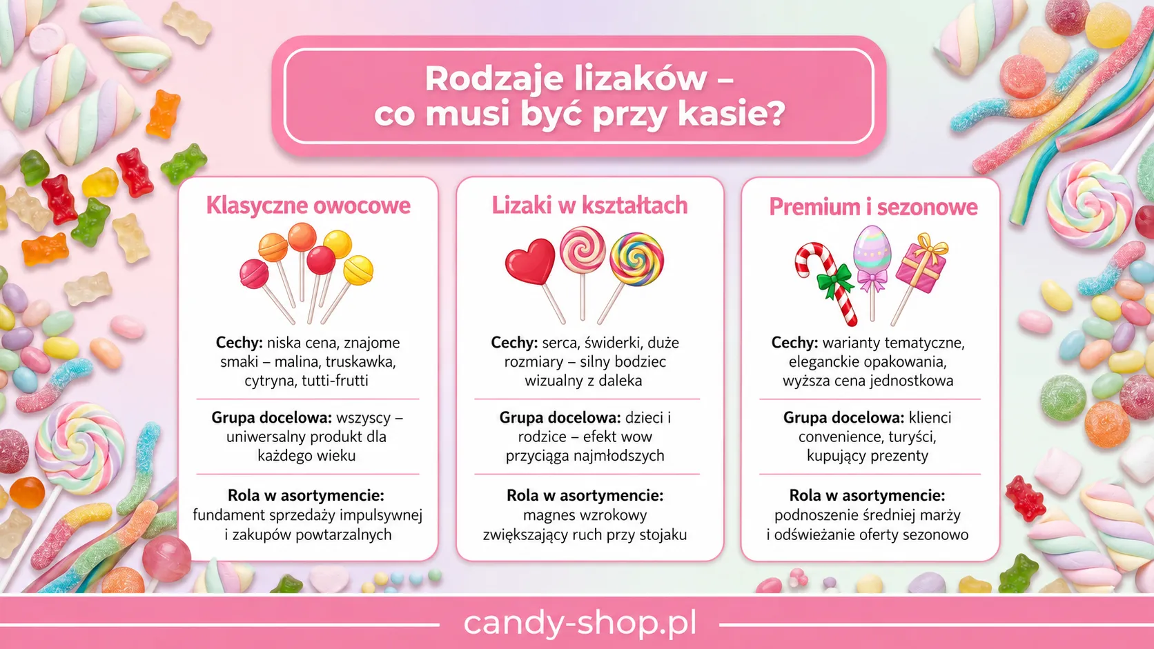 Rodzaje lizaków - co musi być przy kasie?