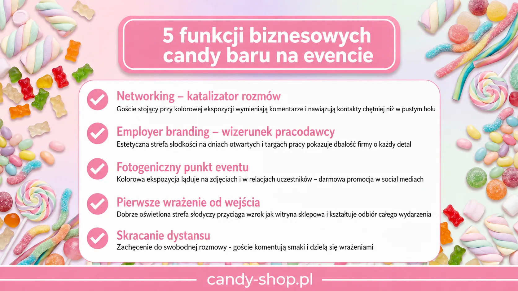 5 funkcji biznesowych candy baru na evencie