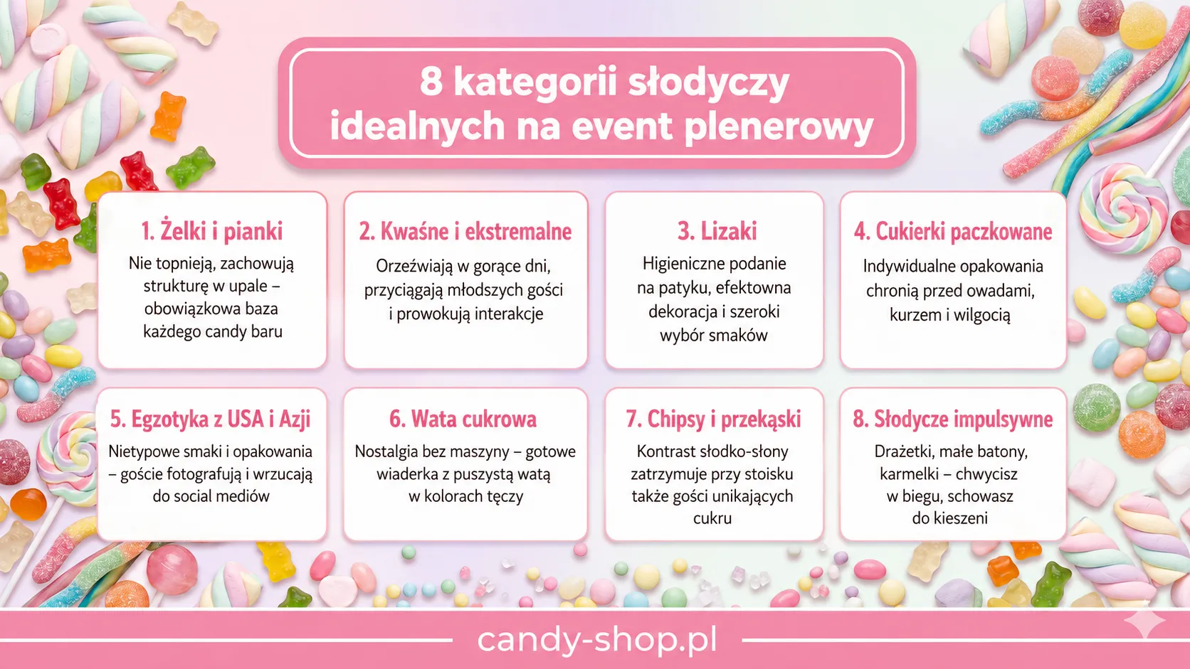 8 kategorii słodyczy idealnych na event plenerowy