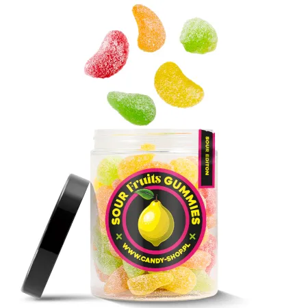 Żelki EKSTRA Kwaśny ''Mini Mix Owoców - Sour Edition'' w cukrze 200g o smaku owocowym