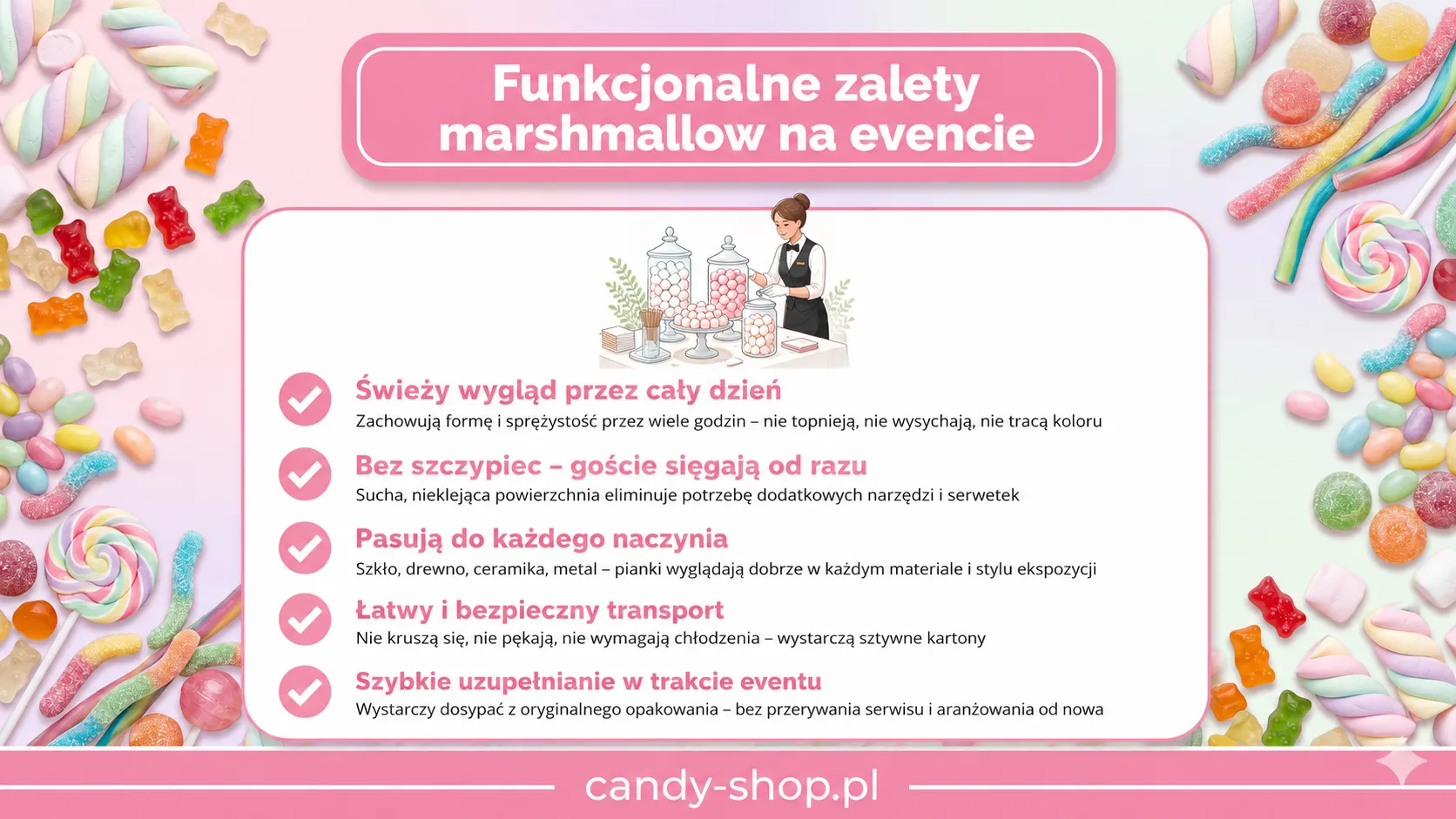 Funkcjonalne zalety marshmallow na evencie
