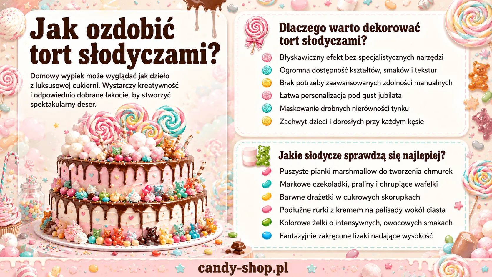 Jak ozdobić tort słodyczami?
