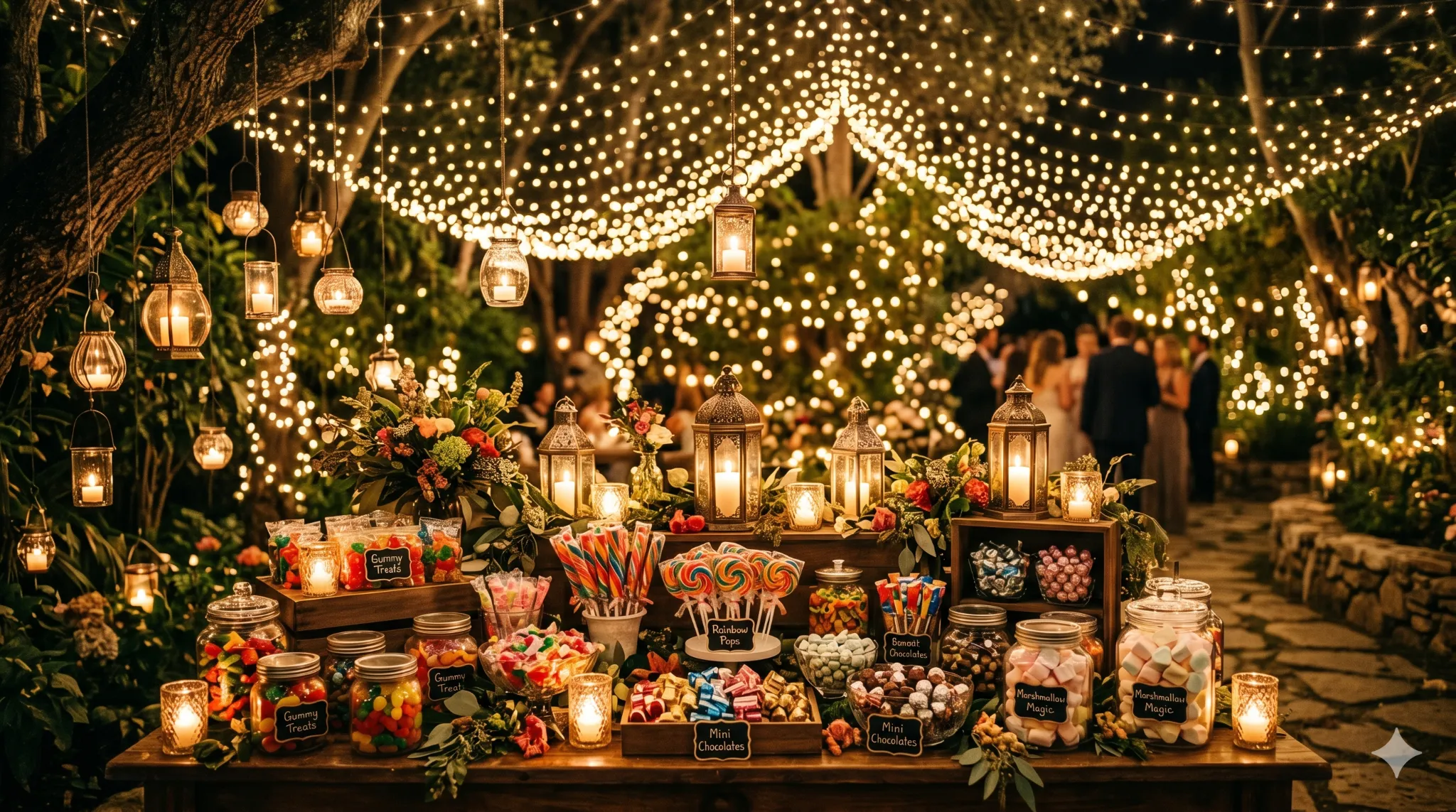 Jak ustawić candy bar w plenerze, by przyciągał wzrok? Zasady kompozycji w przestrzeni otwartej - Oświetlenie naturalne i zastępcze – czyli o tym, jak wykorzystać słońce i co zrobić wieczorem bez prądu