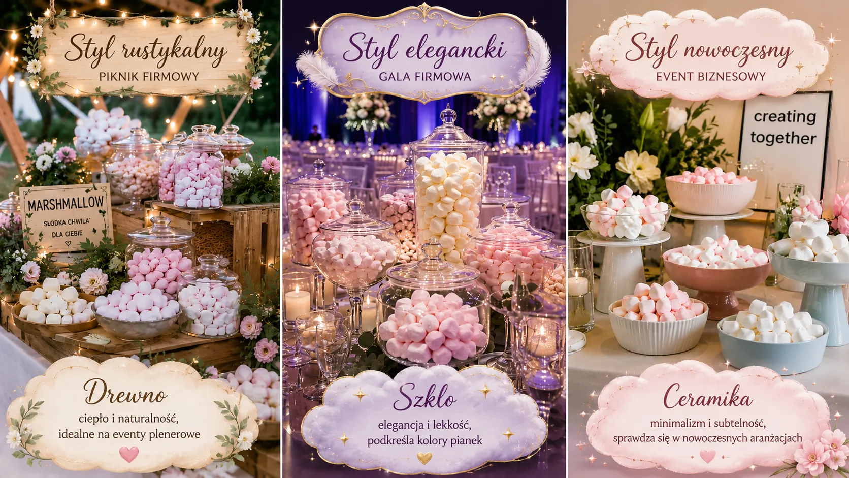 Jakie naczynia najlepiej sprawdzą się do ekspozycji pianek marshmallow? Szkło, drewno, ceramika