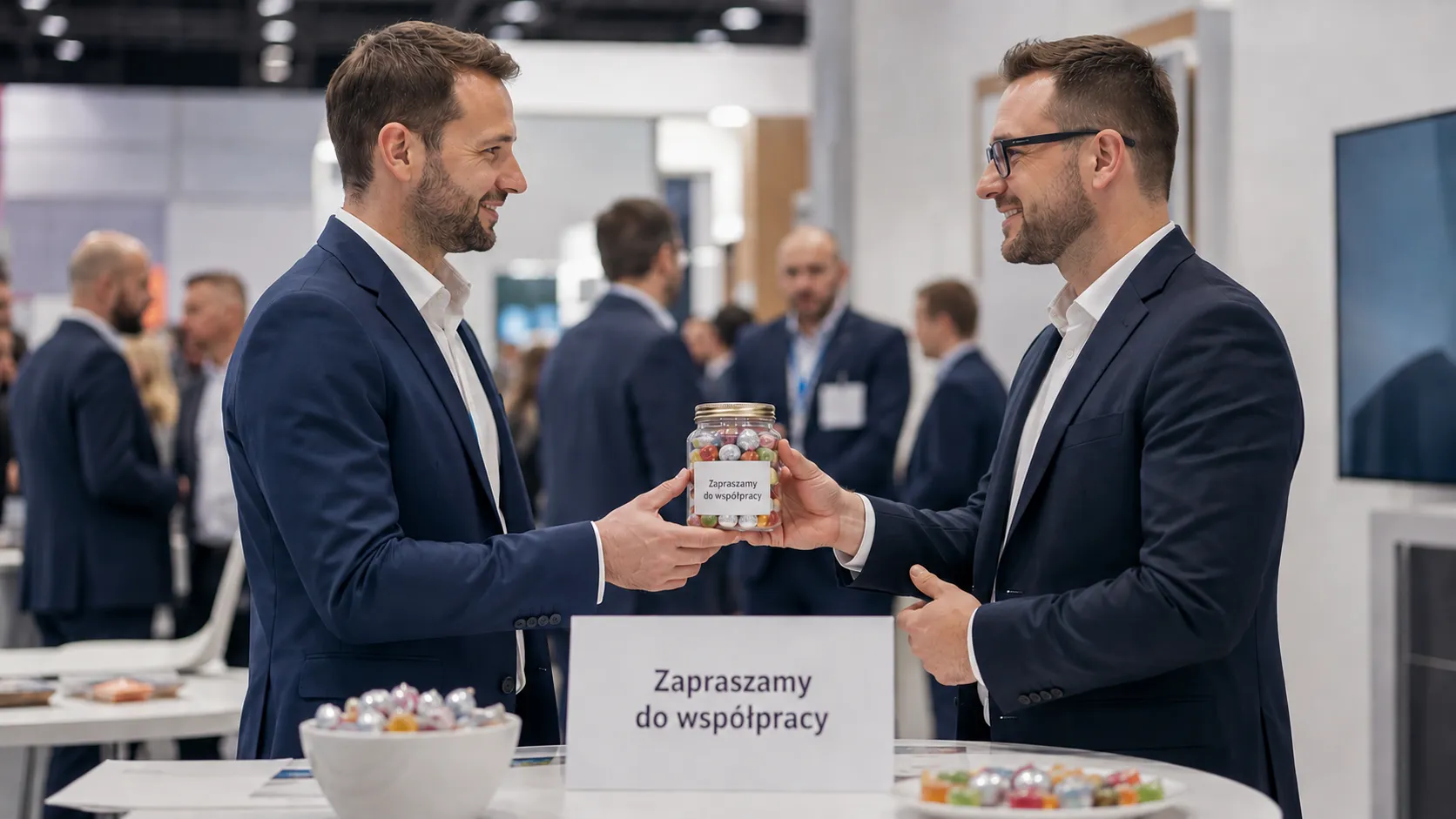Komu warto wręczyć słodki upominek firmowy? 6 scenariuszy dla firm - Kontrahent na targach branżowych – upominek B2B, który jest częścią marketingu