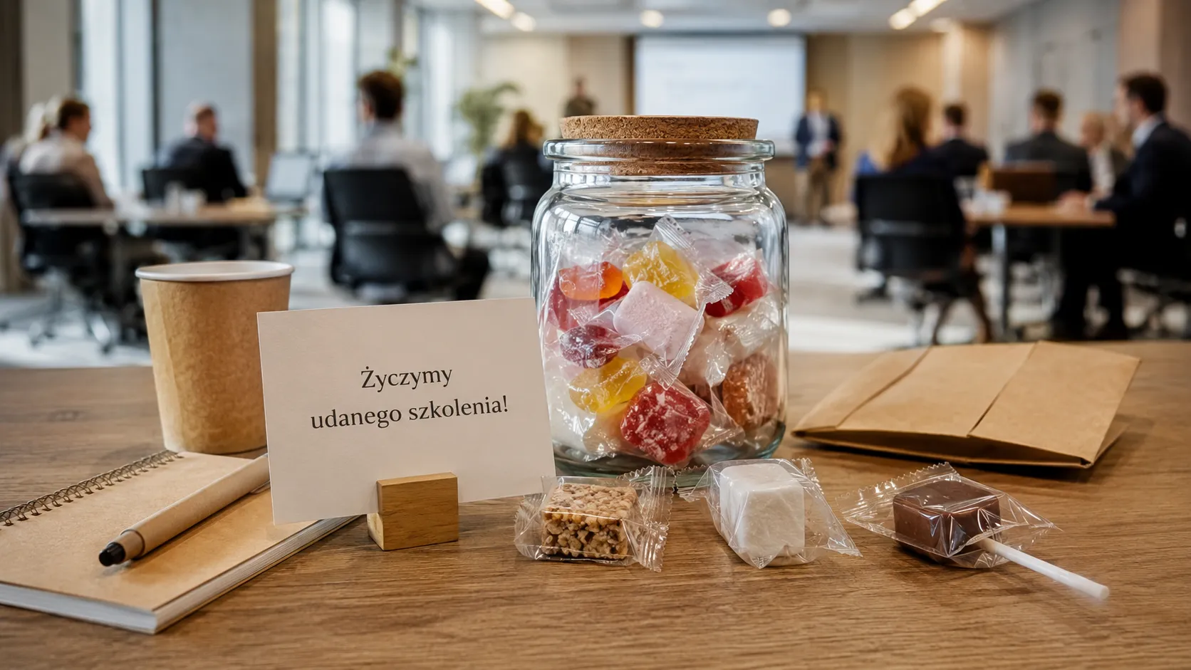 Komu warto wręczyć słodki upominek firmowy? 6 scenariuszy dla firm - Uczestnik konferencji, szkolenia lub webinaru – welcome pack na evencie
