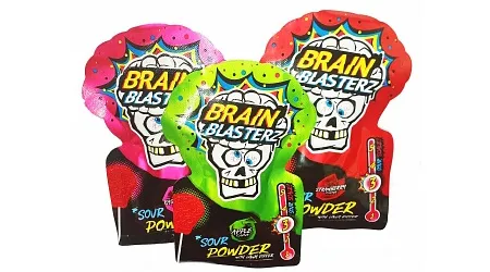 Brain Blasterz Lolly Sour Powder 10g Lizak z ekstremalnie kwaśnym proszkiem o smaku owocowym