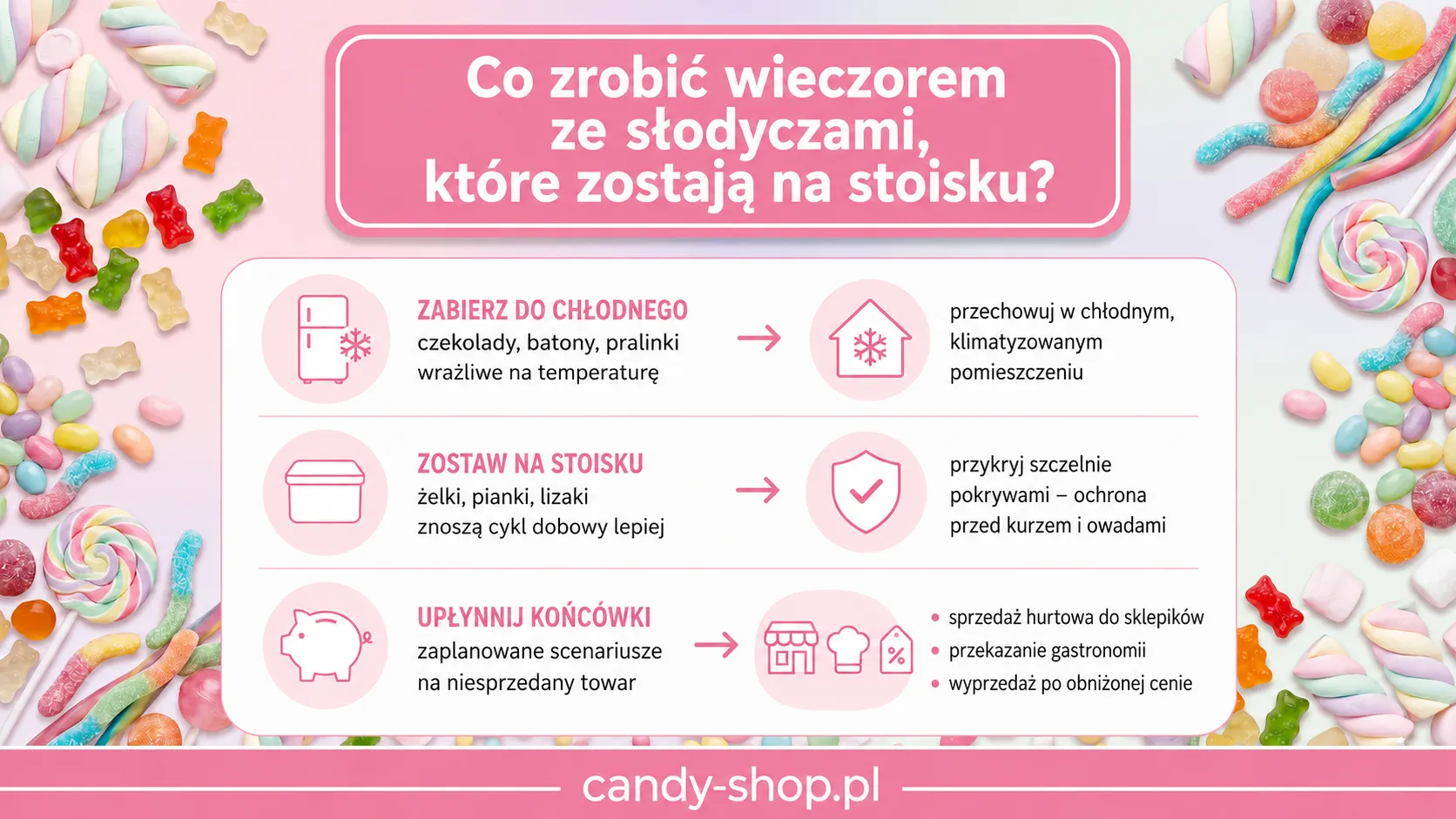 Co zrobić wieczorem ze słodyczami, które zostają na stoisku?