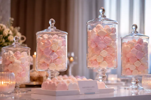 Pianki marshmallow w aranżacji słodkich stołów – inspiracje i możliwości ekspozycji